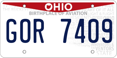 OH license plate GOR7409