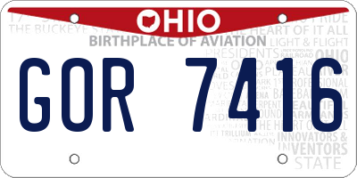OH license plate GOR7416