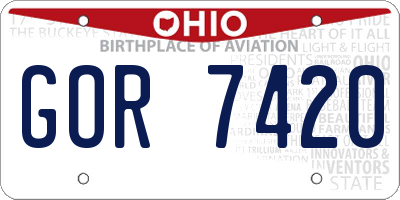 OH license plate GOR7420