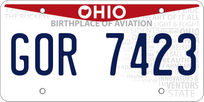 OH license plate GOR7423