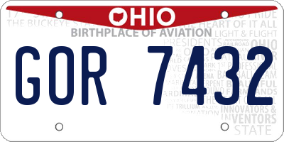 OH license plate GOR7432