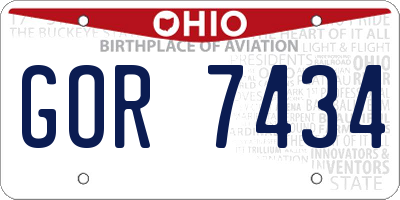 OH license plate GOR7434