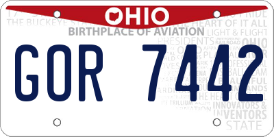 OH license plate GOR7442