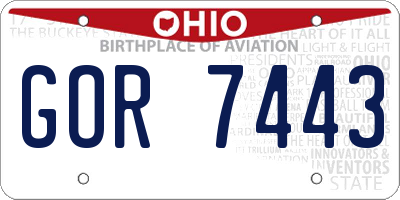OH license plate GOR7443