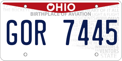 OH license plate GOR7445
