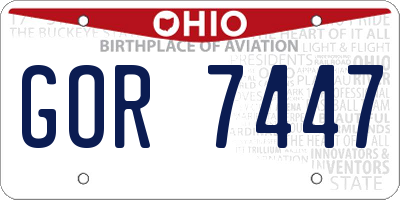 OH license plate GOR7447