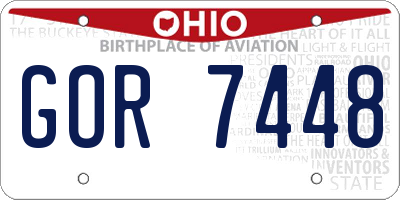 OH license plate GOR7448