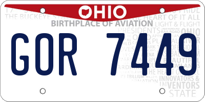 OH license plate GOR7449