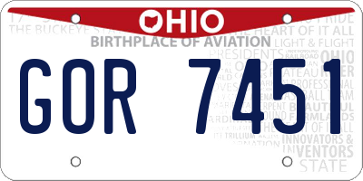 OH license plate GOR7451