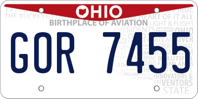OH license plate GOR7455
