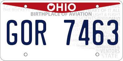 OH license plate GOR7463