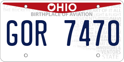 OH license plate GOR7470