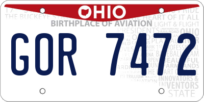 OH license plate GOR7472