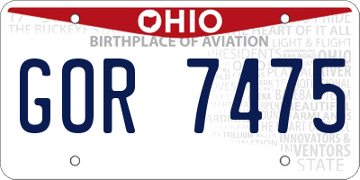 OH license plate GOR7475