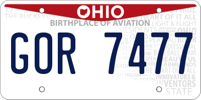 OH license plate GOR7477