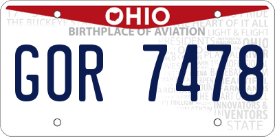 OH license plate GOR7478