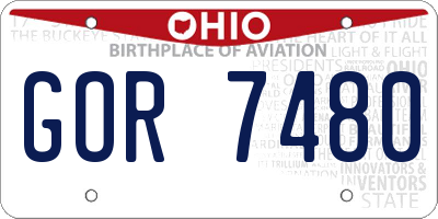 OH license plate GOR7480