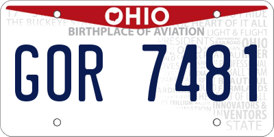 OH license plate GOR7481