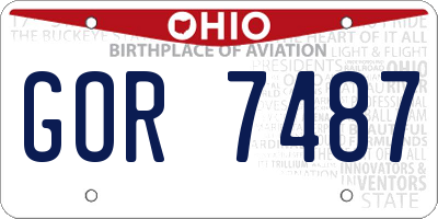 OH license plate GOR7487