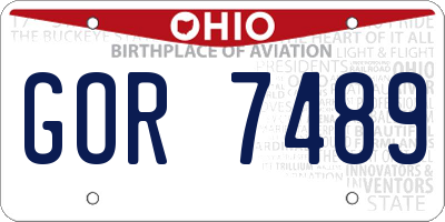 OH license plate GOR7489