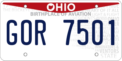 OH license plate GOR7501