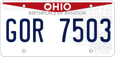 OH license plate GOR7503