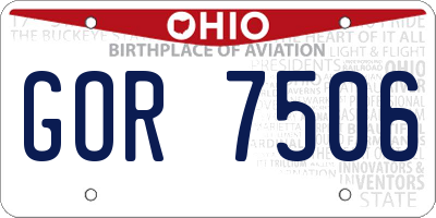 OH license plate GOR7506