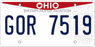 OH license plate GOR7519