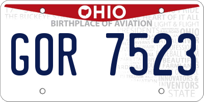 OH license plate GOR7523