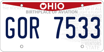 OH license plate GOR7533