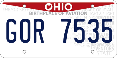 OH license plate GOR7535