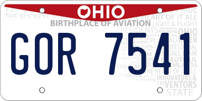 OH license plate GOR7541