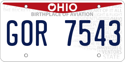 OH license plate GOR7543