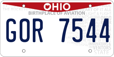 OH license plate GOR7544