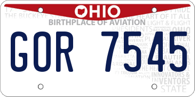OH license plate GOR7545