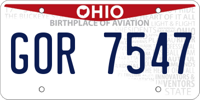OH license plate GOR7547