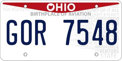 OH license plate GOR7548