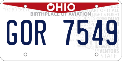 OH license plate GOR7549