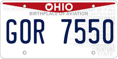 OH license plate GOR7550