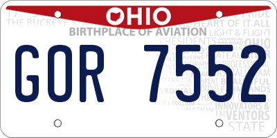 OH license plate GOR7552