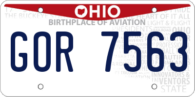 OH license plate GOR7563