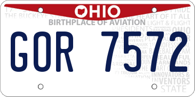 OH license plate GOR7572