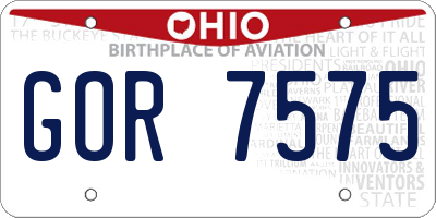 OH license plate GOR7575
