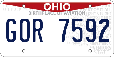 OH license plate GOR7592
