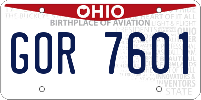 OH license plate GOR7601