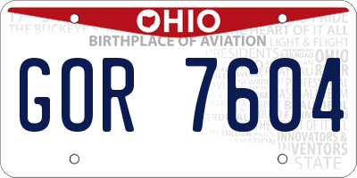 OH license plate GOR7604