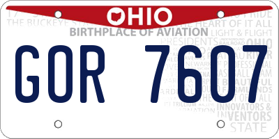 OH license plate GOR7607