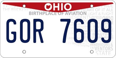 OH license plate GOR7609