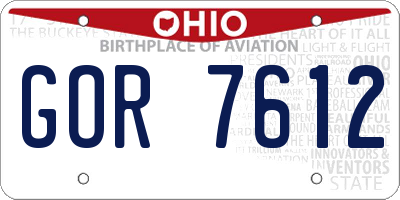 OH license plate GOR7612