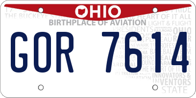 OH license plate GOR7614